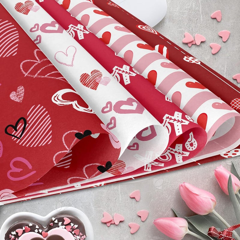 WLXTREE Valentine’s Day Red Scrapbook Paper 12 x 12 - Double Sided 24 Sheets Printing Pattern Decoupage Decorative Craft Paper Pad for Junk Journals Bullet Journal Card Making Background Room Decor - Image 3